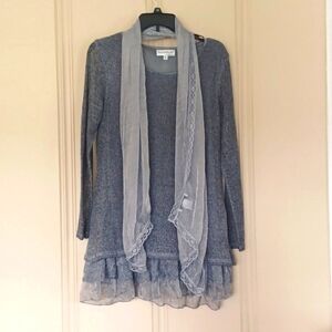 NorthStyle - WM Gray/Silver Lace BottomTunic Dress With Scarf